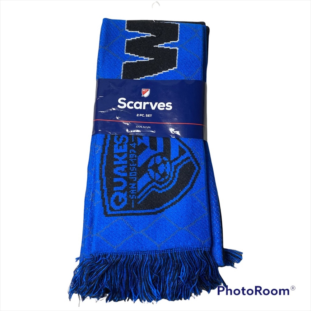 San Jose Earthquakes Soccer Blue 2 Piece Scarves Set MLS 100% Acrylic